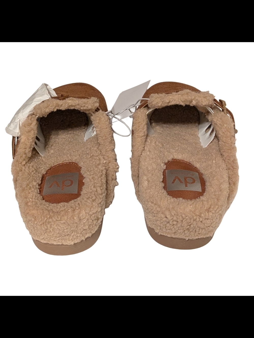 DV by Dolce Vita Chestnut Brown Faux-Suede Shearling Clog Mules - Picture 3 of 8
